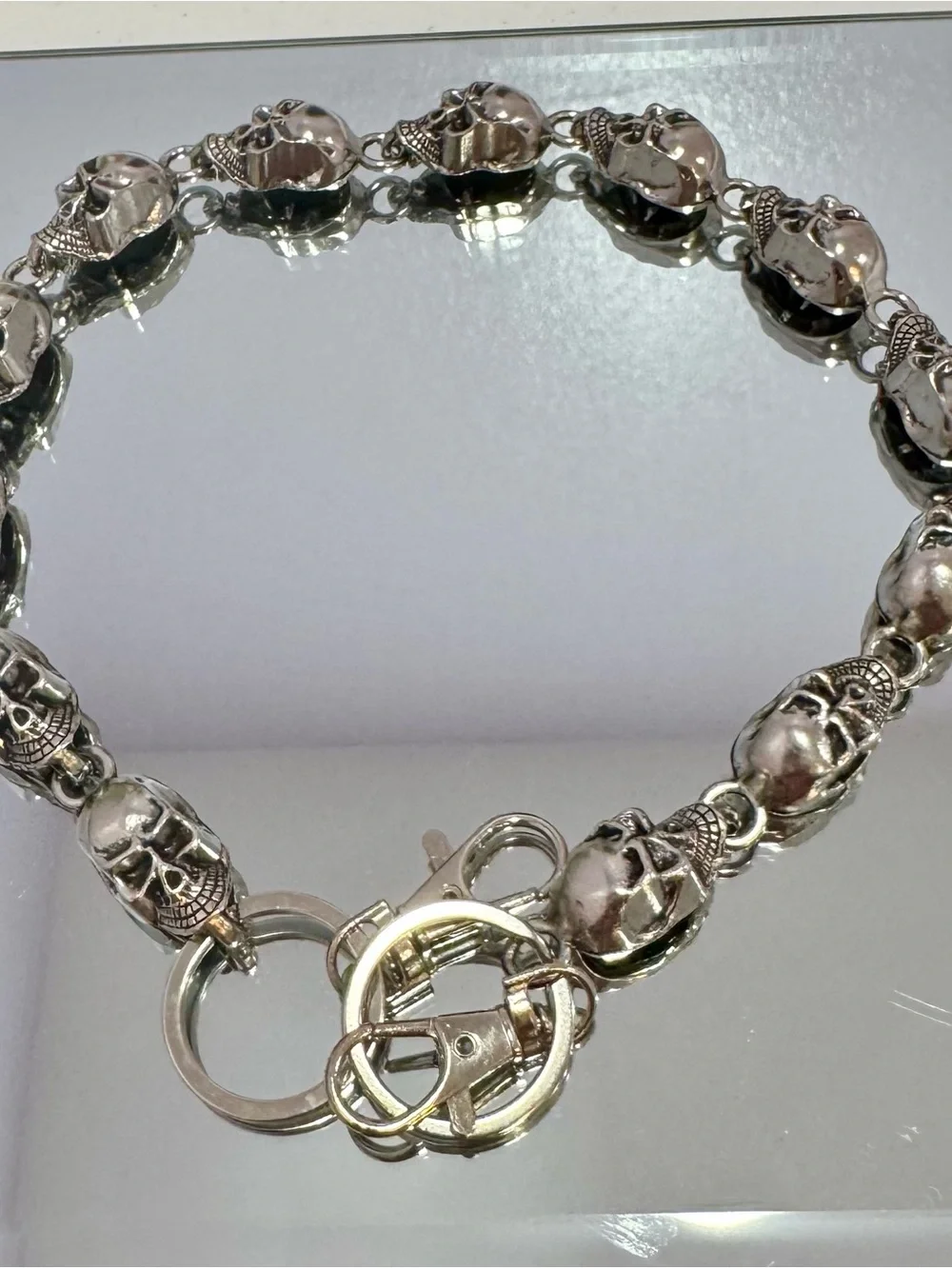 New Silver Skull Bag Chain 18 inches